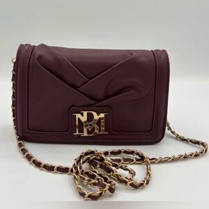 New Badgley Mischka Quilted Crossbody in Plum with Gold Hardware